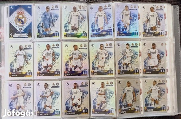 18 darab Real Madrid focis kártya Match Attax 2025 teljes alapsor