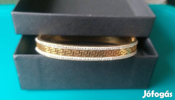 18k aranyozott stainless steel görög mintás köves mágneses karkötő 