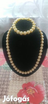 18k goldplated kerek kristály köves kubai luxus ékszer szett 