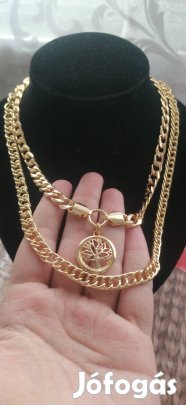 18k goldplated kubai életfa dupla nyaklánc cirkonia köves szett