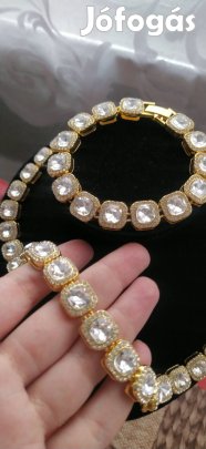 18k goldplated kubai luxus nagy kristály kocka köves ékszer szett