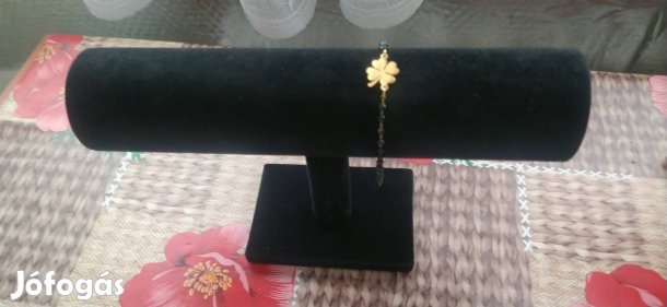 18k goldplated nemesacél négylevelű lóhere mintás gyöngyös karkötő