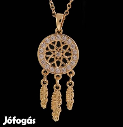 18k goldplated nemesacél strasszköves álom fogó medálos nyaklánc 