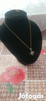 18k goldplated nemesacél strasszköves napsugár nyaklánc