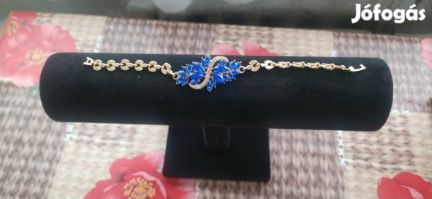 18k goldplated royal blue kristály köves stainless steel karkötő 