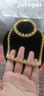 18k goldplated szív mintás strasszköves luxus kubai ékszer szett
