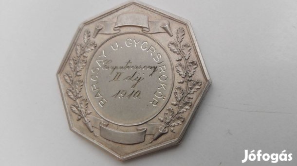 1910-es ezüst sportérem Jelzet ritka szép db