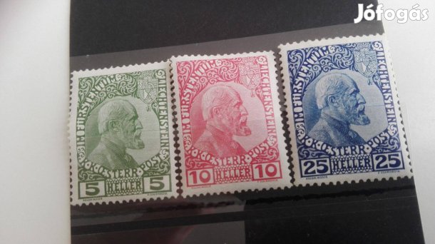 1912-es ritka bélyeg sor "II. János Liechtensteini herceg"