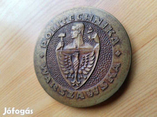 1915-1965 bronz plakett 50 éves A Varsói Műszaki Egyetem