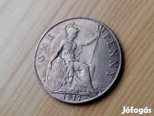 1917-es V.György Angol Király Nagy-Britannia 1 penny