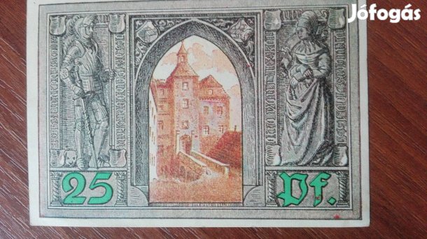 1921-es papírpénz Német 25 pfennig