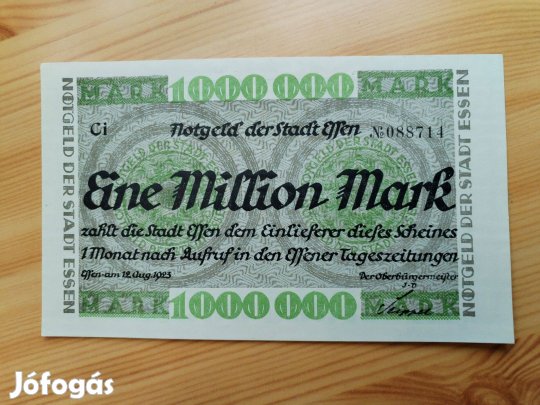 1923-as Esseni Német 1000000 Márka papírpénz