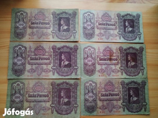 1930-as 100 Pengős 6 db "Hunyady Mátyás"