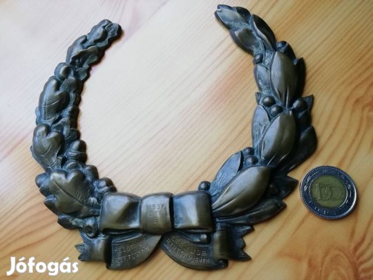 1937-es Nagyméretü Kitüntető Babérkoszorú Mezőtúri Jelzet n