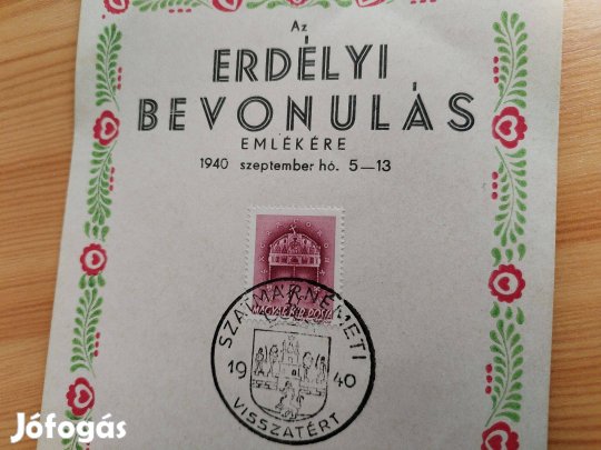 1940-es Szatmárnémeti Észak Erdély Bevonulási emléklap ritka