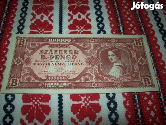 1946 évjáratú Százezer-B. Pengö Ritka
