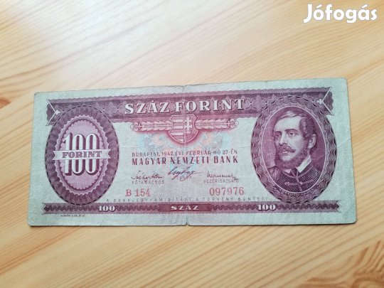 1947-es ritka Kossuth Lajos Papír 100 forintos szép db