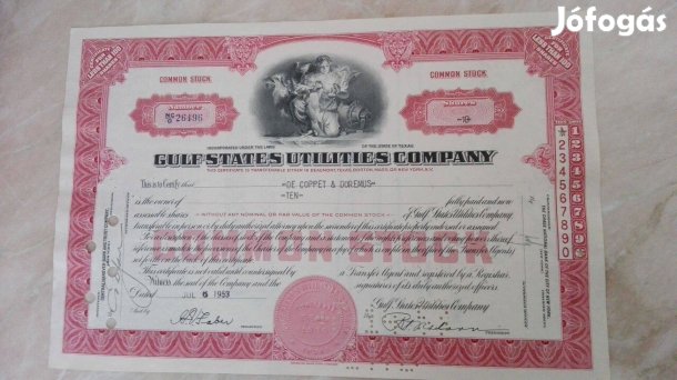 1953-as kiadású USA Texasi részvény