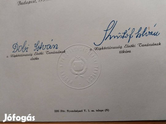 1959-es Adományozó "Tanácsköztársaságért Emlékérem" ritka