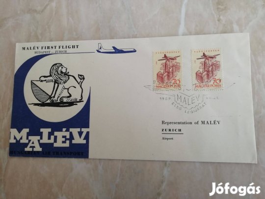 1959-es első Maléves Légijárat FDC Zürichbe
