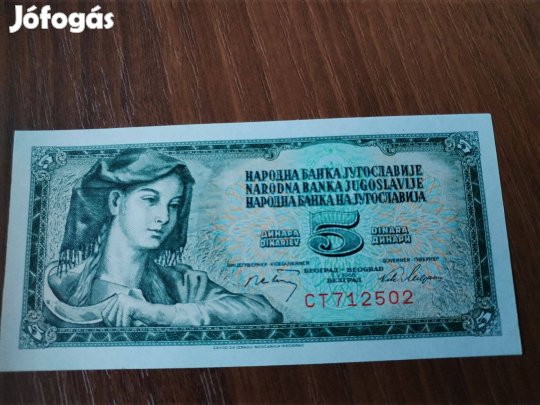 1968-as Jugoszláv Papír 5 Dínár