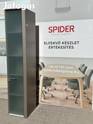 197x40 cm szekrény, polcos vitrin, üvegajtós - használt irodabútor