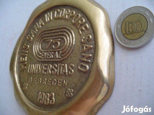 1983-as bronz plakett "75 éves a Debreceni Egyetem" ritka db