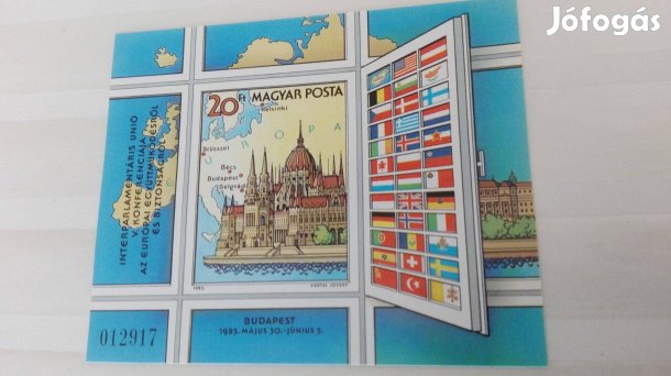 1983-as ritka vágott bélyeg blokk "Interparlamentáris Unió"