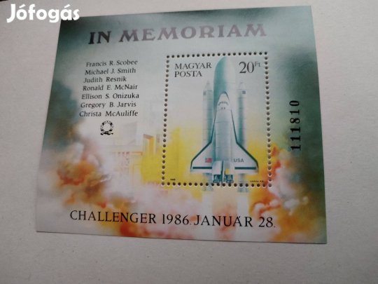 1986-os emlékbélyeg "In Memorian Chellenger Ürrepülögép"