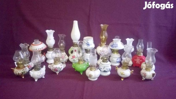 19 darabos kerámia testű , asztali petróleumlámpa gyűjtemény