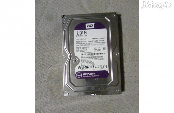 1TB-os WD Purple HDD (kamera rendszerbe való, új, garis) Postázom is!