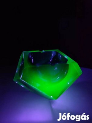 1.8KG Óriás Uránüveg Uránium Üveg Hamutál Murano Flavio Poli Sommerso