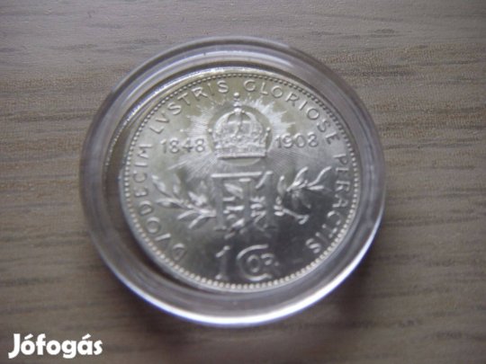 1 Korona 1908 Ezüst emlékérem zárt kapszulában + Tanúsítvány