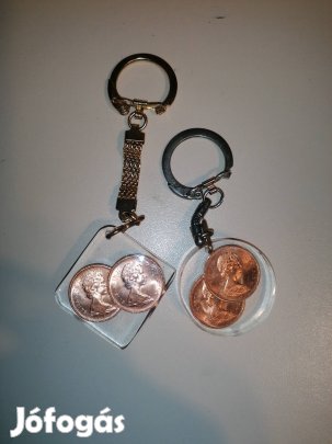 1 centes Canadai kulcstartó