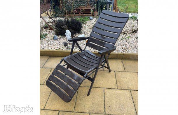 1 db Seiger Erős Fém Vázas Napozószék Nyugszék Lábtartóval Barna