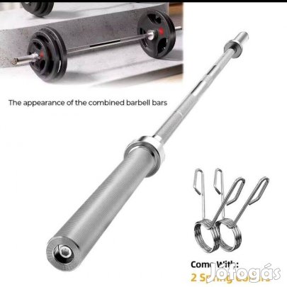 1 db Súlyemelő rúd - 2 rugó gallérral, rozsdamentes acél anyagú súlyzó