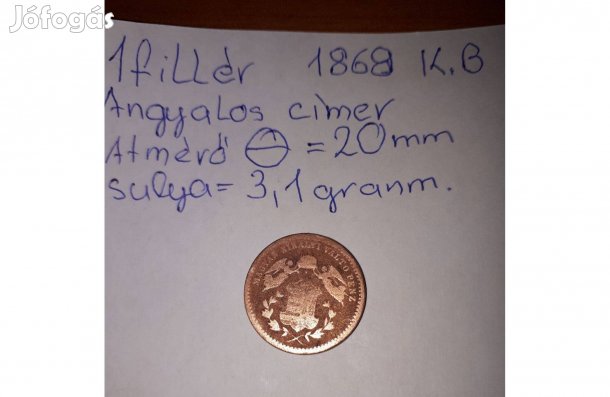 1 fillér 1868 Angyalos Címer