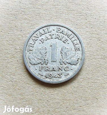 1 franc 1943 Franciaország fémpénz
