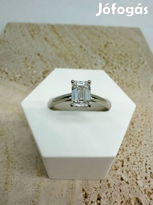 1 karát emerald labor gyémánt 14k fehér arany eljegyzési gyűrű