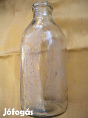 1 literes címeres antik 1939-ből való osztrák tejes üveg