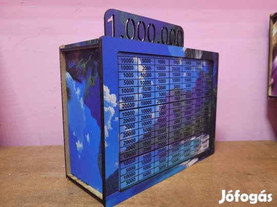 1 milliós persely pálmafás hattérrel