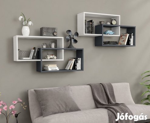 1db fali polc 104x22x45cm fehér fekete GR-01
