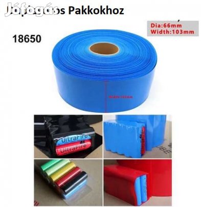 1m Zsugorfólia 18650 Duplasoros Pakkokhoz Kék 103mm (5400)