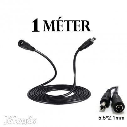 1m-es DC hosszabbtkbel kamerkhoz, dug-aljzat 5.5 * 2.1MM fekete