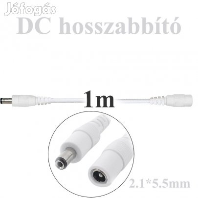 1m-es fehr DC hosszabbtkbel kamerkhoz, dug-aljzat 5.5 * 2.1MM