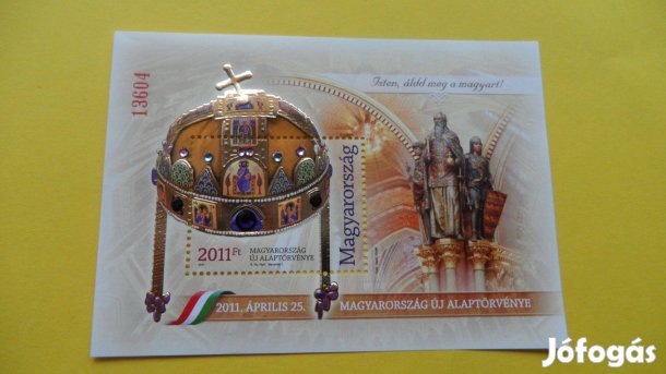 2011. Magyarország új alaptörvénye kristályos bélyeg blokk eladó!