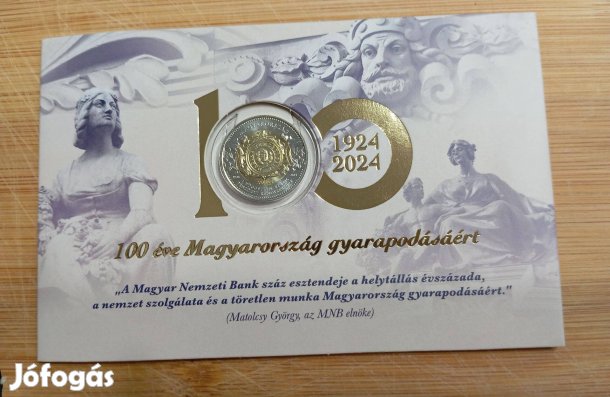 2024. 100 éves MNB 100 Ft díszcsom. első napi veret