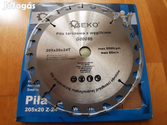 205-ös átmérőjű vídiás körfűrészlap 24 fogas