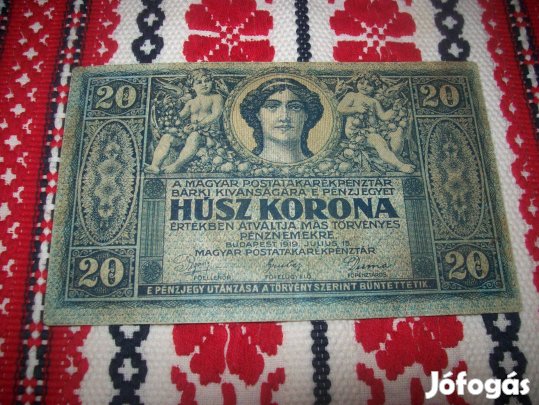 20 koronás 1919 évjáratú. Ritka