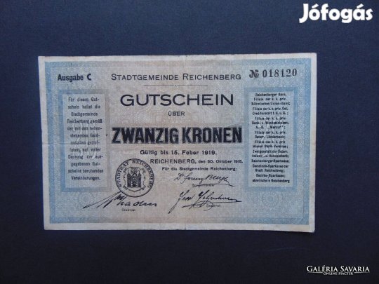 20 kronen - 20 korona 1919 bankjegy Kép szerint